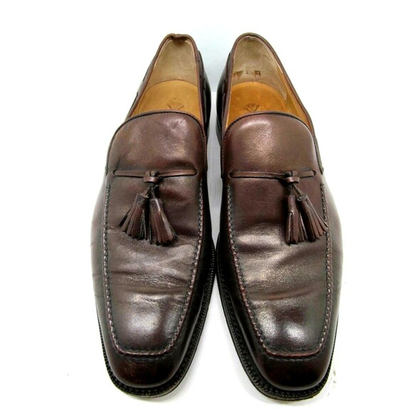 Sutor Mantellassi Brown Leather Apron Toe Tassel Loafers Size Mens US 7.5 M Nice main image 4
